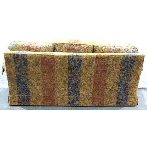 3084 - Modern moquette upholstered settee, L: 196 cm. Not available for in-house P&P