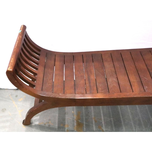 3086 - Hardwood x-frame window seat, L: 120 cm. Not available for in-house P&P