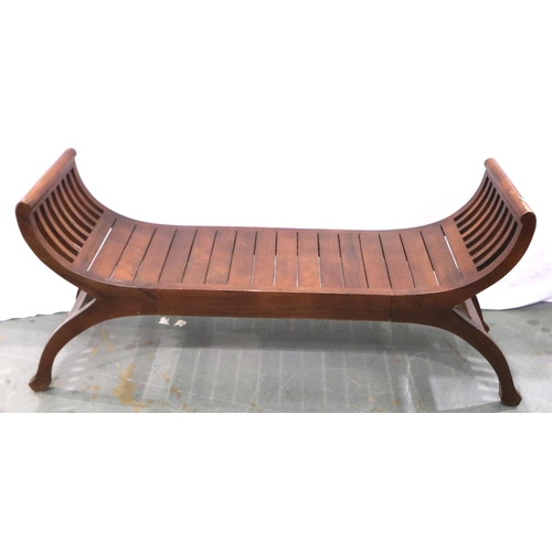 3086 - Hardwood x-frame window seat, L: 120 cm. Not available for in-house P&P