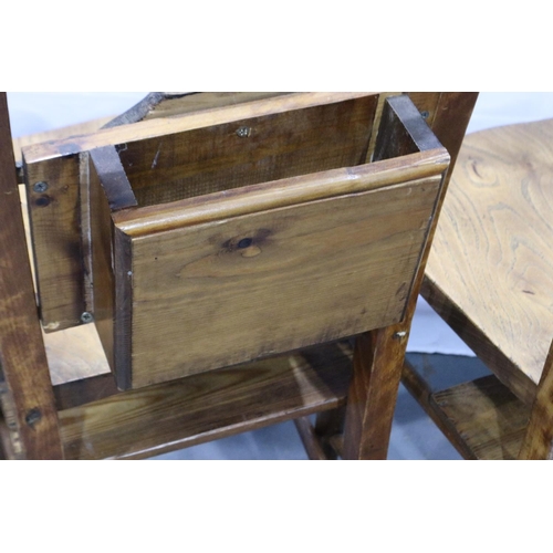 3087 - Four elm seated chapel chairs with hymnal backs. Not available for in-house P&P