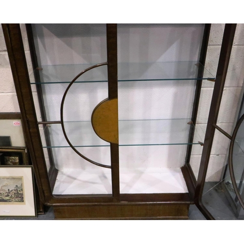 3091 - Walnut art deco China display cabinet, 88 x 30 x 120 cm H. Not available for in-house P&P