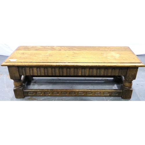 3104 - Low oak occasional table, 76 x 28 x 26 cm H. Not available for in-house P&P