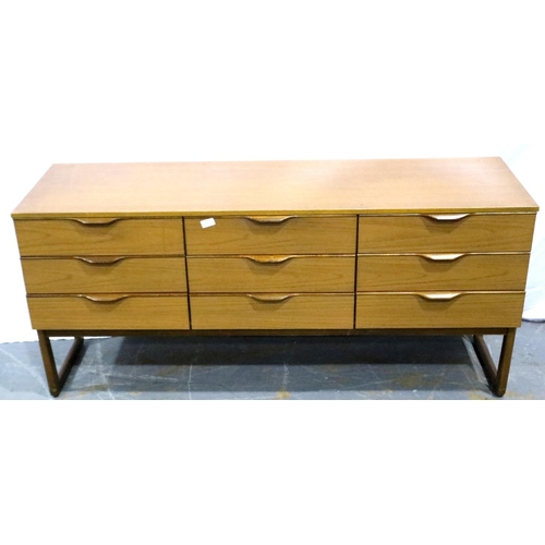 3109 - Europa Furniture teak effect asymmetric eight drawer side board, 150 x 45 x 66 cm. Not available for... 