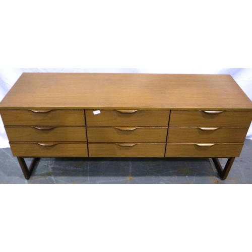 3109 - Europa Furniture teak effect asymmetric eight drawer side board, 150 x 45 x 66 cm. Not available for... 