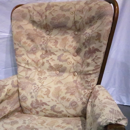 3112 - Ercol stickback upholstered armchair. Not available for in-house P&P