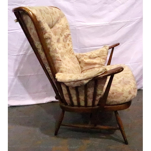 3112 - Ercol stickback upholstered armchair. Not available for in-house P&P