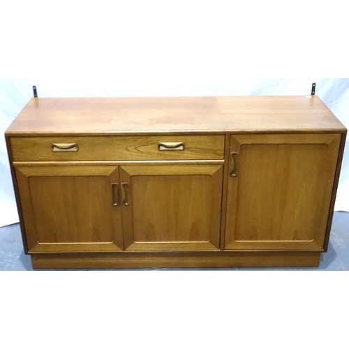 3113 - 1970s teak G-plan asymmetric sideboard, 140 x 46 x 72 cm H. Not available for in-house P&P