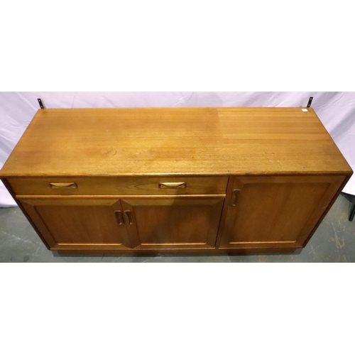 3113 - 1970s teak G-plan asymmetric sideboard, 140 x 46 x 72 cm H. Not available for in-house P&P