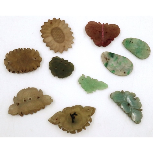 3293 - Mixed early Oriental carved jade attachments and buttons, largest L: 28 mm. P&P Group 1 (£14+VAT for... 