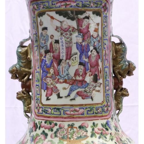 3300 - A rare and important monumental pair of Daoguang period Chinese famille rose Water Margin floor vase... 