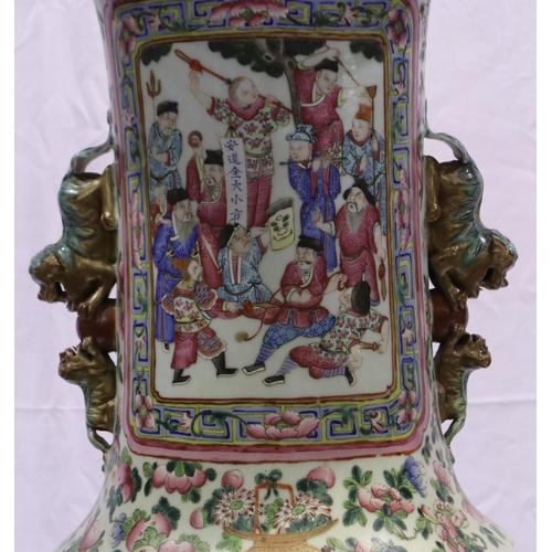 3300 - A rare and important monumental pair of Daoguang period Chinese famille rose Water Margin floor vase... 