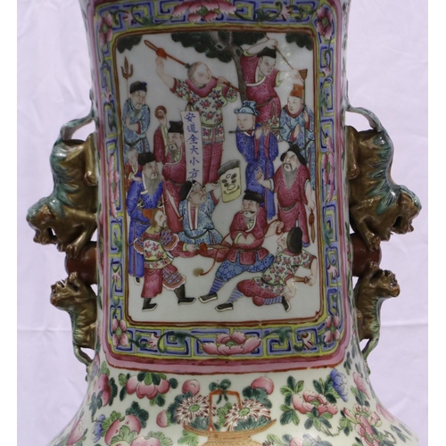 3300 - A rare and important monumental pair of Daoguang period Chinese famille rose Water Margin floor vase... 