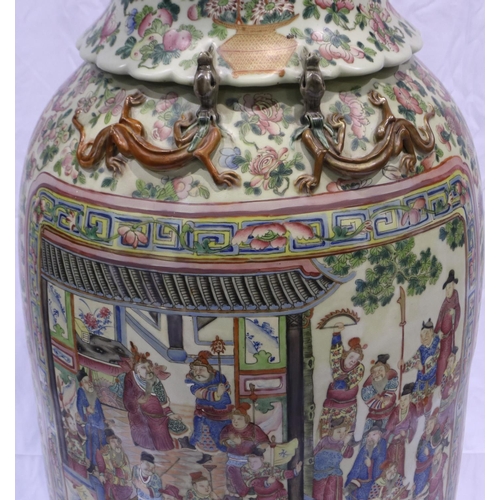 3300 - A rare and important monumental pair of Daoguang period Chinese famille rose Water Margin floor vase... 