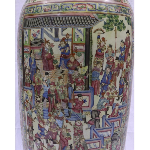 3300 - A rare and important monumental pair of Daoguang period Chinese famille rose Water Margin floor vase... 