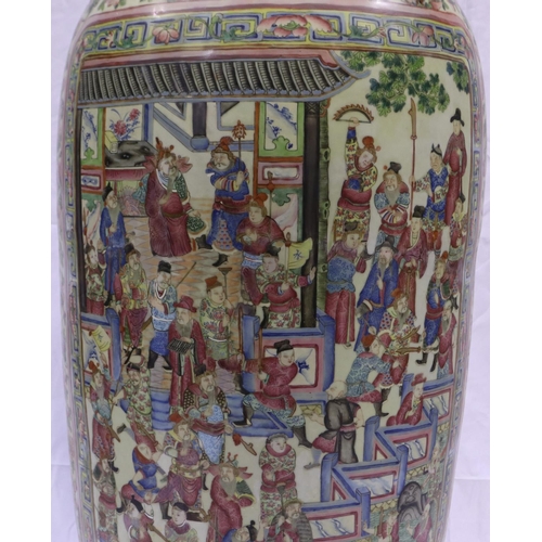 3300 - A rare and important monumental pair of Daoguang period Chinese famille rose Water Margin floor vase... 