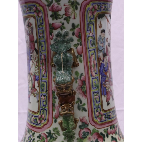 3300 - A rare and important monumental pair of Daoguang period Chinese famille rose Water Margin floor vase... 