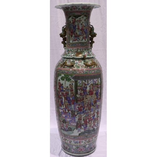 3300 - A rare and important monumental pair of Daoguang period Chinese famille rose Water Margin floor vase... 