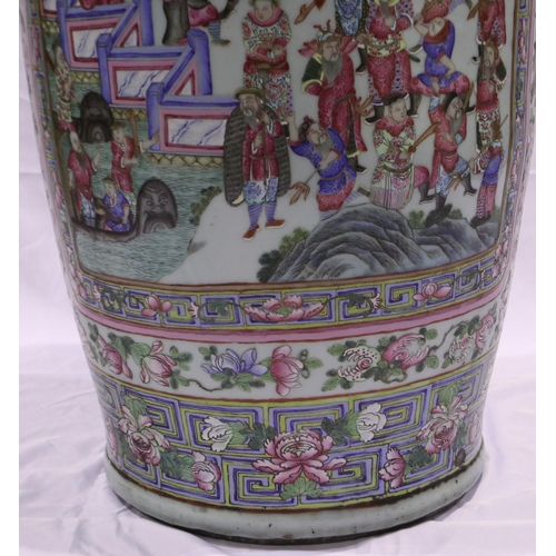 3300 - A rare and important monumental pair of Daoguang period Chinese famille rose Water Margin floor vase... 