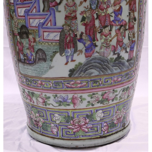 3300 - A rare and important monumental pair of Daoguang period Chinese famille rose Water Margin floor vase... 