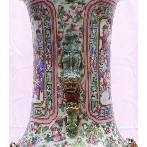 3300 - A rare and important monumental pair of Daoguang period Chinese famille rose Water Margin floor vase... 