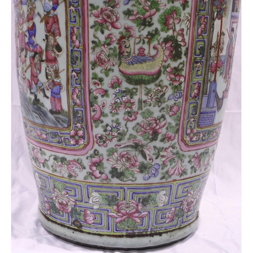 3300 - A rare and important monumental pair of Daoguang period Chinese famille rose Water Margin floor vase... 