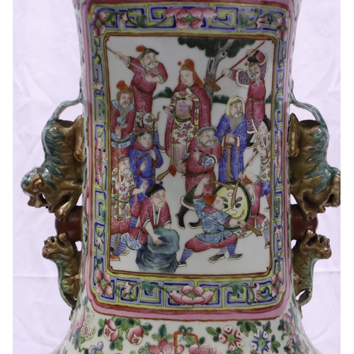 3300 - A rare and important monumental pair of Daoguang period Chinese famille rose Water Margin floor vase... 