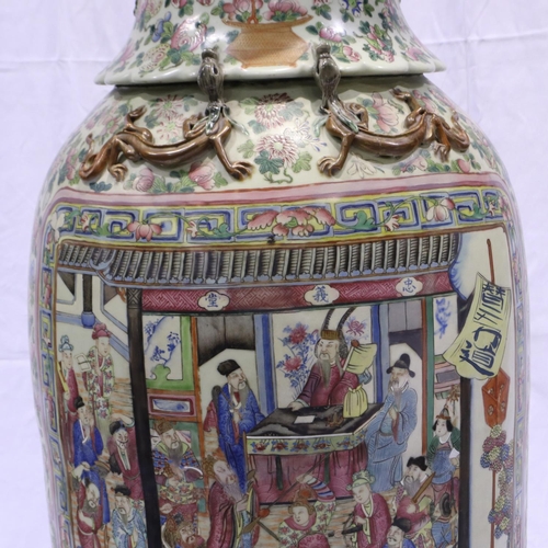 3300 - A rare and important monumental pair of Daoguang period Chinese famille rose Water Margin floor vase... 