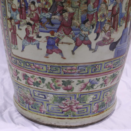 3300 - A rare and important monumental pair of Daoguang period Chinese famille rose Water Margin floor vase... 