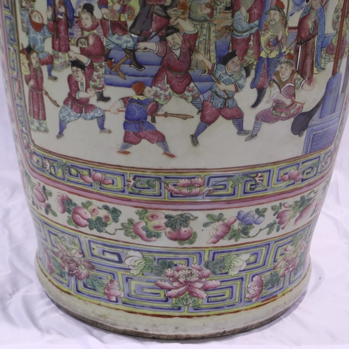 3300 - A rare and important monumental pair of Daoguang period Chinese famille rose Water Margin floor vase... 