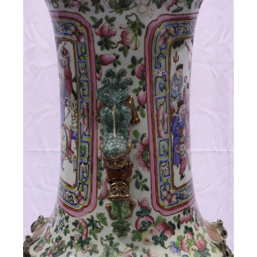 3300 - A rare and important monumental pair of Daoguang period Chinese famille rose Water Margin floor vase... 