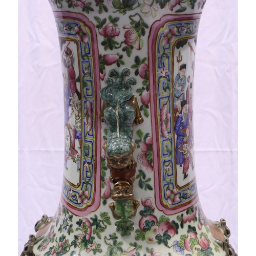 3300 - A rare and important monumental pair of Daoguang period Chinese famille rose Water Margin floor vase... 