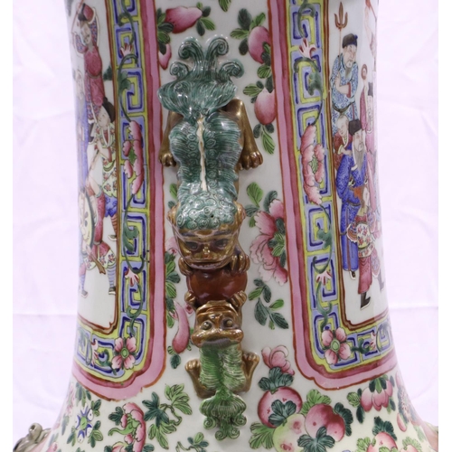 3300 - A rare and important monumental pair of Daoguang period Chinese famille rose Water Margin floor vase... 