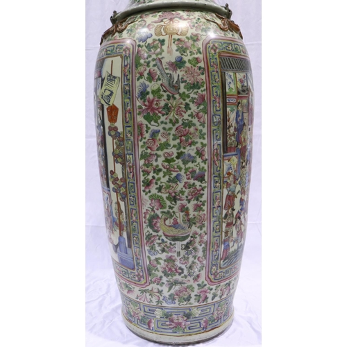 3300 - A rare and important monumental pair of Daoguang period Chinese famille rose Water Margin floor vase... 