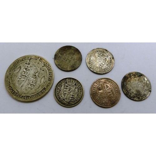 3118 - Collection of English milled silver coins (6). P&P Group 0 (£5+VAT for the first lot and £1+VAT for ... 
