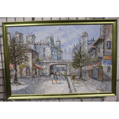 2018 - Louis-Charles Basset (20th century), oil on canvas, Parisian street scene, 60 x 90 cm. Not available... 