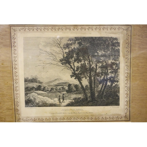 2025 - Six 18th century monochrome etchings after Adrian Dekker, Jean Wynants and others, each 25 x 21 cm, ... 