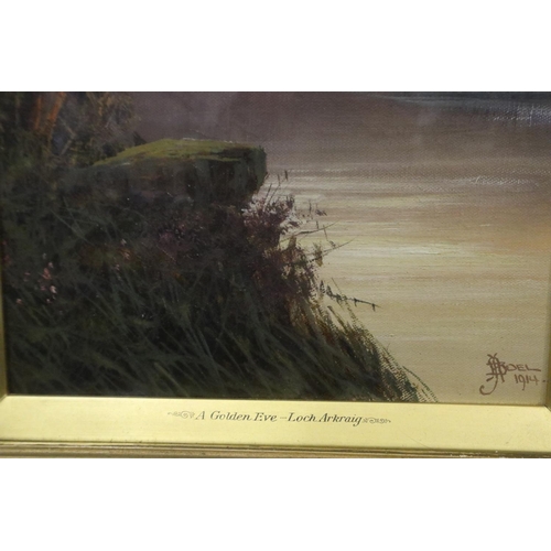 2028 - Abraham Boel (1867-1932): a pair of oils on canvas, A Golden Eve & Passing of the Mist - Loch Arkrai... 