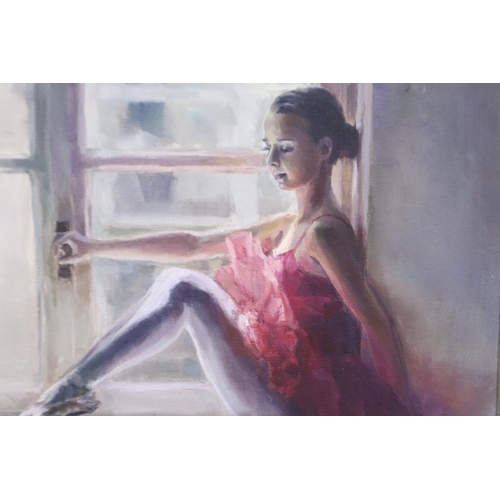 2038 - Vachagan Manukyan (Armenian contemporary):  oil on canvas, Ballet Dancer, signed and dated verso 201... 