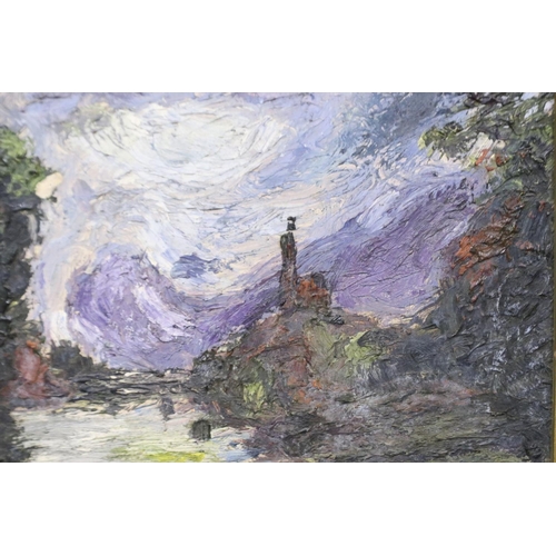 2039 - An unattributed 19th century impasto oils on board, moonlit river scene, 25 x 35 cm, unsigned. Not a... 