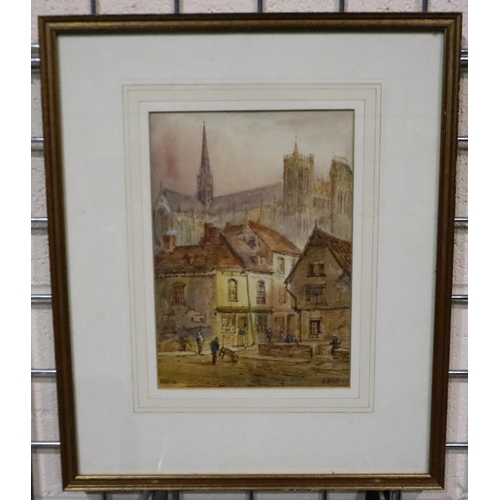 2044 - Edward W Nevil (b. 1800) watercolour, Amiens, 26 x 19 cm. Not available for in-house P&P