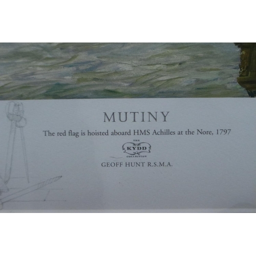 2046 - Geoff Hunt RSMA (b. 1946): artist signed limited edition colour print, Mutiny, 481/550, 47 x 42 cm. ... 