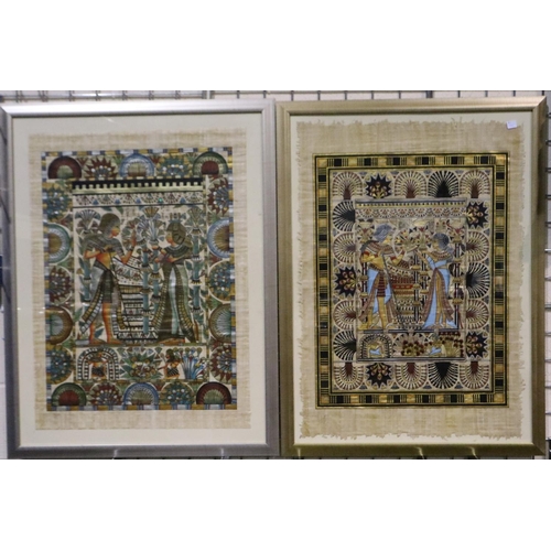 2048 - A pair of modern Egyptian papyrus pictures, each 61 x 84 cm. Not available for in-house P&P