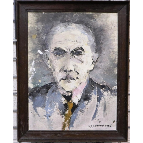 2053 - After Lawrence Stephen Lowry (1887-1976), oil on canvas, portrait of a man, 50 x 40 cm. Not availabl... 