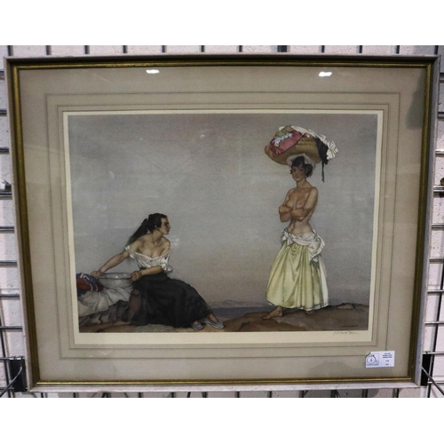 2058 - William Russell Flint  RA ROI (1880-1969): artist signed colour lithograph, Rosa and Marisa, with ga... 