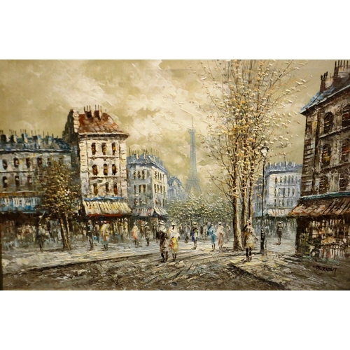 2060 - Caroline Burnett (1877-1950): oil on canvas, Parisian street scene, 90 x 60 cm. Not available for in... 