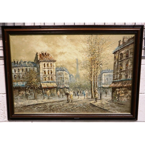 2060 - Caroline Burnett (1877-1950): oil on canvas, Parisian street scene, 90 x 60 cm. Not available for in... 