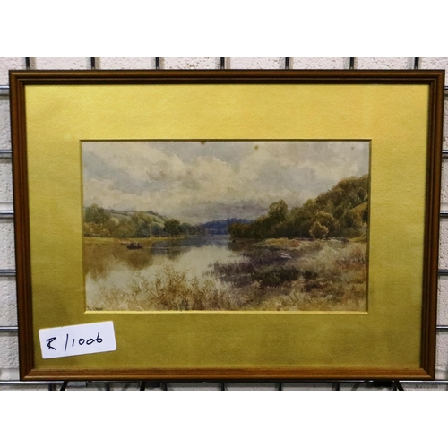 2092 - David Law RBA RPE (1831-1902): watercolour, punt on a river, 33 x 20 cm. Not available for in-house ... 