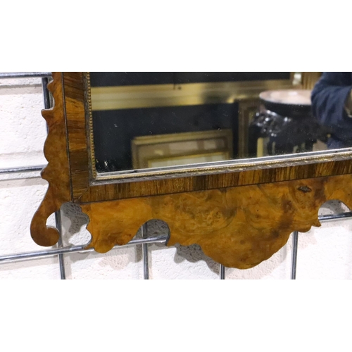 2096 - A Regency period burr walnut framed wall mirror, overall 38 x 66 cm. Not available for in-house P&P