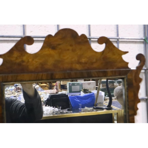 2096 - A Regency period burr walnut framed wall mirror, overall 38 x 66 cm. Not available for in-house P&P
