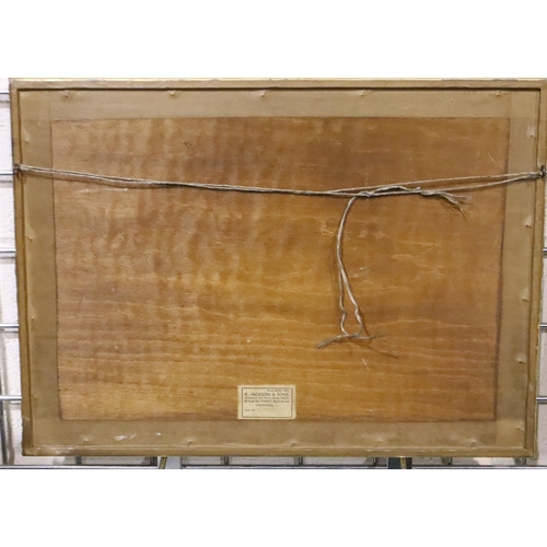 2099 - R Christie Smith (fl. 1924-1927): watercolour, haystacks, 33 x 21 cm. Not available for in-house P&P